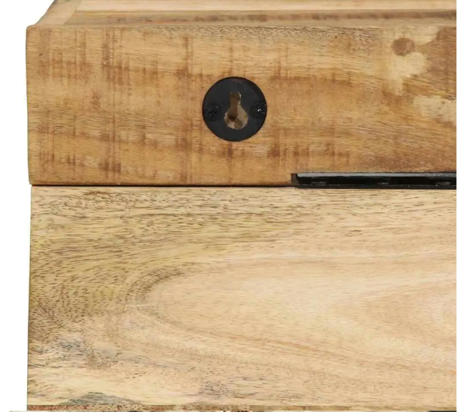 Wandkapstok van Massief Mangohout – Metalen Kapstokrek met Plank & 5 Haken