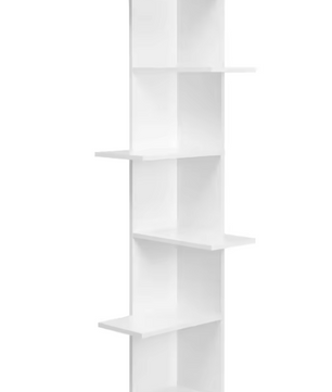 Wandplank Hoekrek 6-Lagen – Wit Zigzag Design, 37x37x140 cm