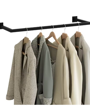 Industriële Wandkapstok Kledingrail – Zwart Metaal, 50 kg Draagkracht