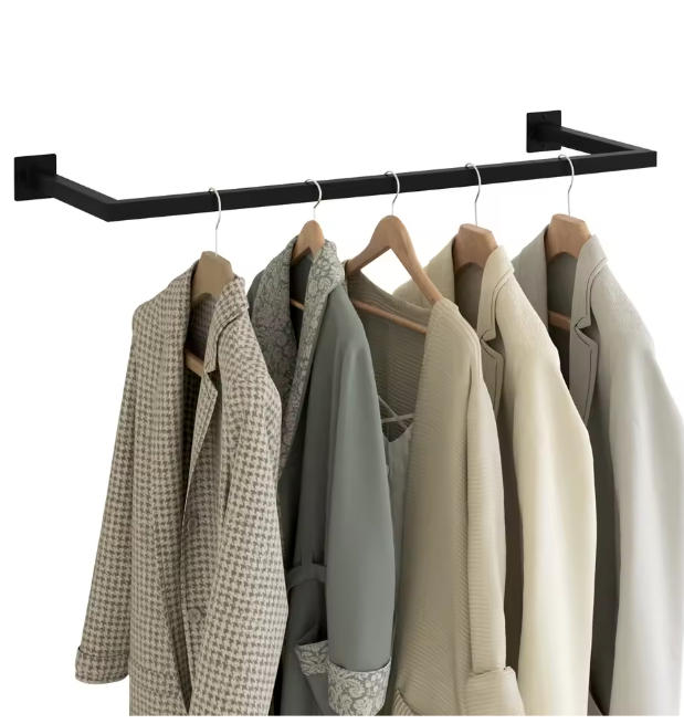 Industriële Wandkapstok Kledingrail – Zwart Metaal, 50 kg Draagkracht