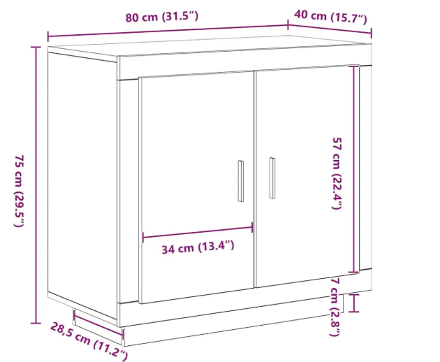 Modern Dressoir met Strak Design – Houten Opbergkast 80x40x75 cm