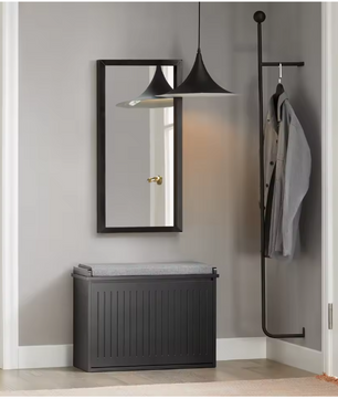 Witte Schoenenbank met Klep & Zitkussen – MDF Opbergkast 62x46x26 cm
