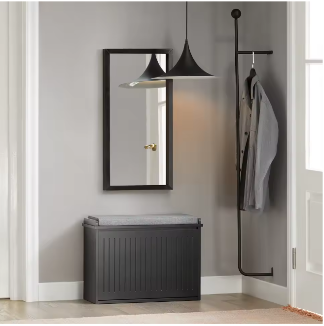 Witte Schoenenbank met Klep & Zitkussen – MDF Opbergkast 62x46x26 cm