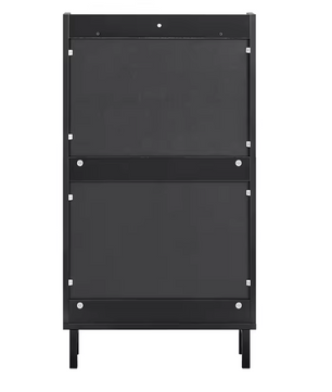 Smalle Schoenenkast met 2 Kleplades – Zwart MDF & Metaal, 50x90x19 cm