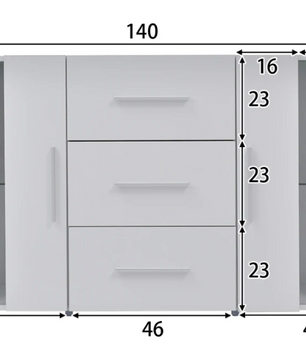 Moderne Witte Dressoirkast met LED-Verlichting – 140x35x70 cm