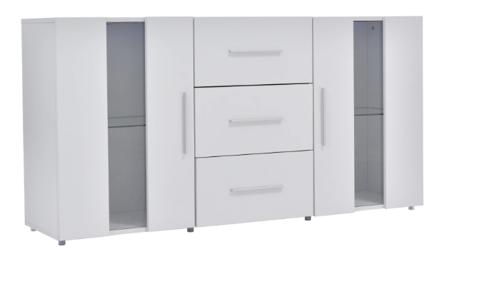 Moderne Witte Dressoirkast met LED-Verlichting – 140x35x70 cm