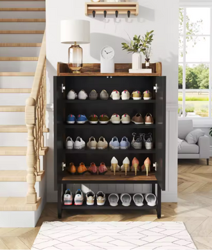 Moderne Schoenenkast met Deuren – 5-Lagen Houten Opbergkast