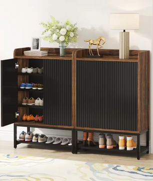 Moderne Schoenenkast met Deuren – 5-Lagen Houten Opbergkast