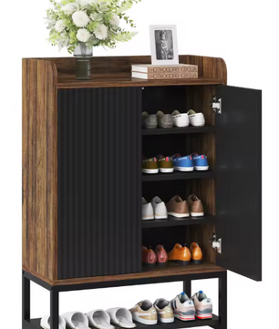 Moderne Schoenenkast met Deuren – 5-Lagen Houten Opbergkast