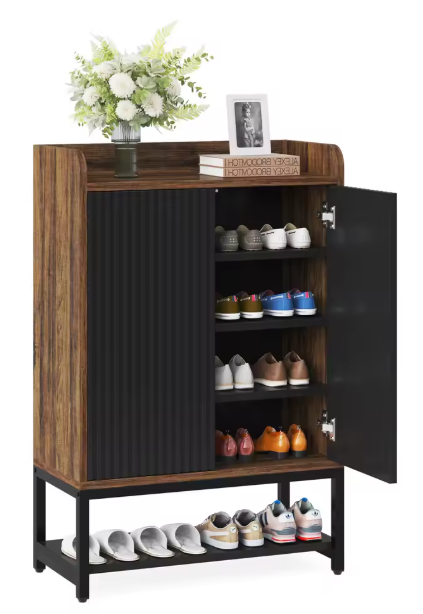 Moderne Schoenenkast met Deuren – 5-Lagen Houten Opbergkast
