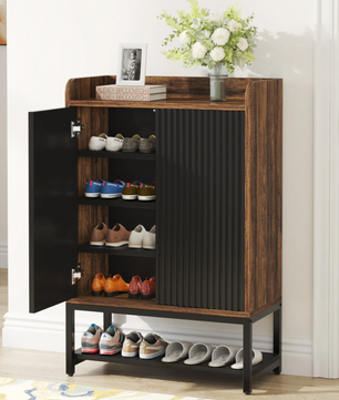 Moderne Schoenenkast met Deuren – 5-Lagen Houten Opbergkast