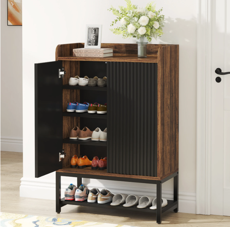 Moderne Schoenenkast met Deuren – 5-Lagen Houten Opbergkast