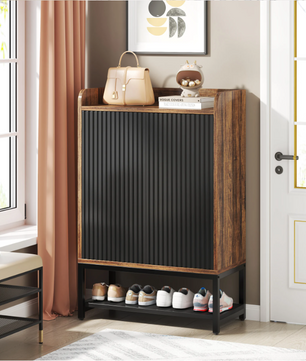 Moderne Schoenenkast met Deuren – 5-Lagen Houten Opbergkast