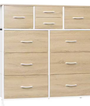 Industriële Ladekast met 8 Stoffen Lades – Metaal & Hout, 100x100x30 cm
