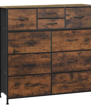 Industriële Ladekast met 8 Stoffen Lades – Metaal & Hout, 100x100x30 cm