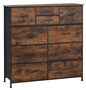 Industriële Ladekast met 8 Stoffen Lades – Metaal & Hout, 100x100x30 cm