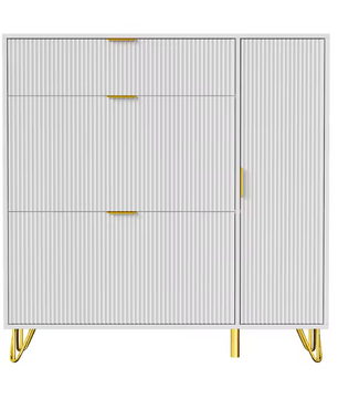 Moderne Witte Schoenenkast met 3 Klapdeuren & Opbergvakken – Ruimtebesparend & Stabiel