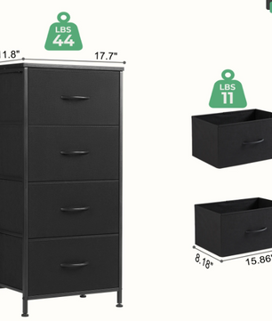 Moderne Stoffen Ladekast met 4 Lades – Staal & MDF, Ruimtebesparend