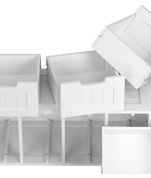 Witte Badkamerkast met 4 Lades – Vrijstaand MDF Opbergmeubel 30x30x82 cm