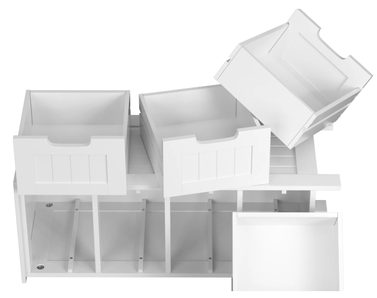 Witte Badkamerkast met 4 Lades – Vrijstaand MDF Opbergmeubel 30x30x82 cm