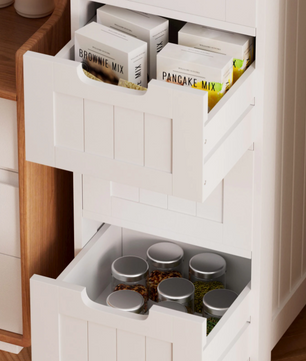 Witte Badkamerkast met 4 Lades – Vrijstaand MDF Opbergmeubel 30x30x82 cm