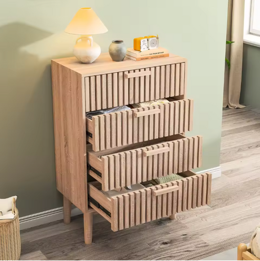 Houten Ladekast met 4 Lades – Opbergkast & Dressoir 60x34x91 cm
