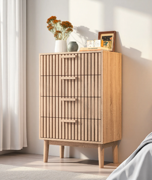 Houten Ladekast met 4 Lades – Opbergkast & Dressoir 60x34x91 cm