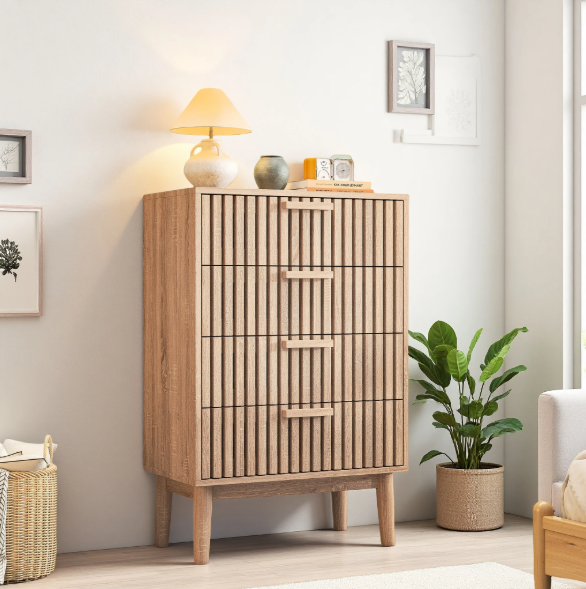 Houten Ladekast met 4 Lades – Opbergkast & Dressoir 60x34x91 cm