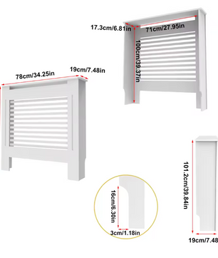 Witte Radiatorombouw met Horizontale Lamellen – MDF Kast & Plank