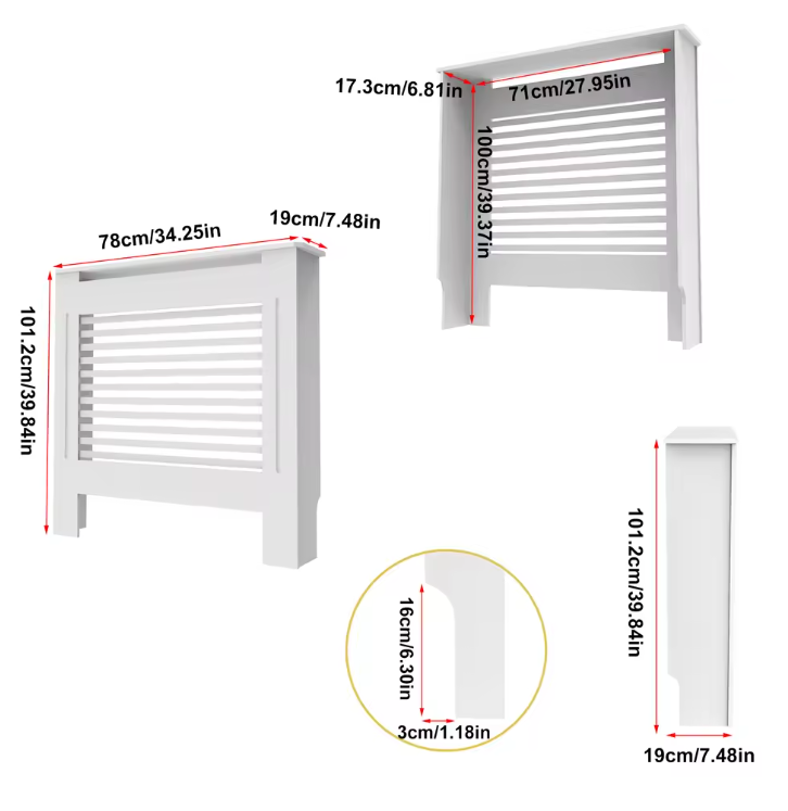 Witte Radiatorombouw met Horizontale Lamellen – MDF Kast & Plank