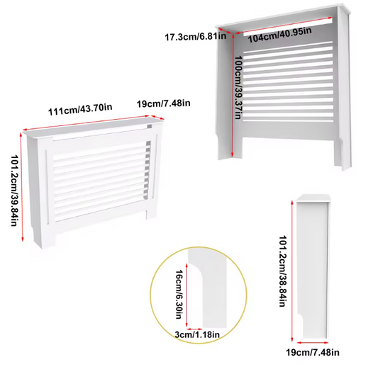 Witte Radiatorombouw met Horizontale Lamellen – MDF Kast & Plank