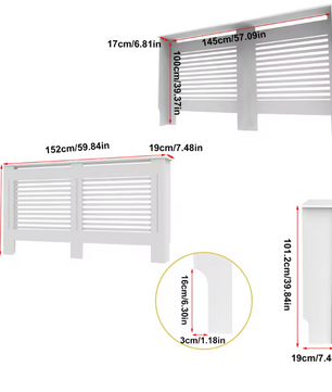 Witte Radiatorombouw met Horizontale Lamellen – MDF Kast & Plank