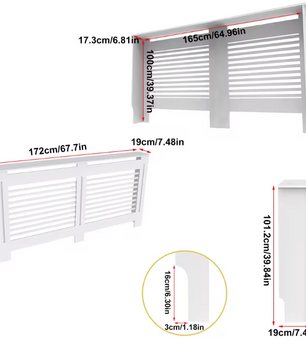 Witte Radiatorombouw met Horizontale Lamellen – MDF Kast & Plank