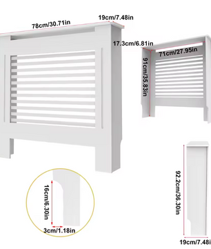 Witte Radiatorombouw – MDF Kast met Lamellen & Plank, 92 cm