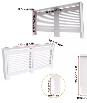 Witte Radiatorombouw – MDF Kast met Lamellen & Plank, 92 cm