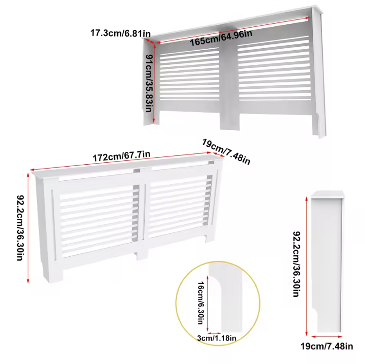 Witte Radiatorombouw – MDF Kast met Lamellen & Plank, 92 cm