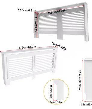 Witte Radiatorombouw – MDF Kast met Lamellen & Plank, 92 cm