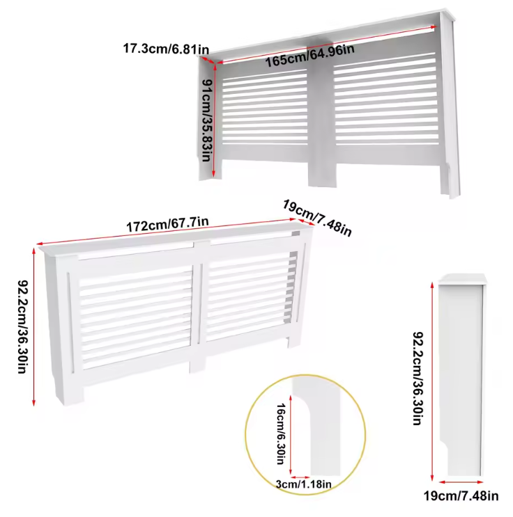 Witte Radiatorombouw – MDF Kast met Lamellen & Plank, 92 cm