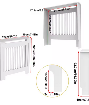 Witte Radiatorombouw – MDF Kast met Lamellen & Plank, 92 cm
