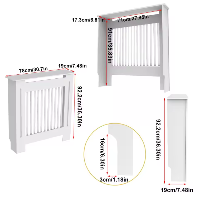 Witte Radiatorombouw – MDF Kast met Lamellen & Plank, 92 cm