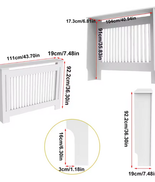 Witte Radiatorombouw – MDF Kast met Lamellen & Plank, 92 cm