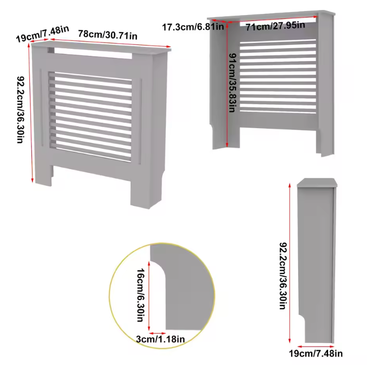 Witte Radiatorombouw – MDF Kast met Lamellen & Plank, 92 cm
