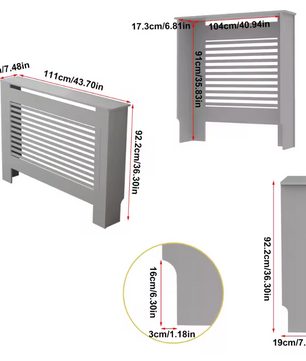 Witte Radiatorombouw – MDF Kast met Lamellen & Plank, 92 cm