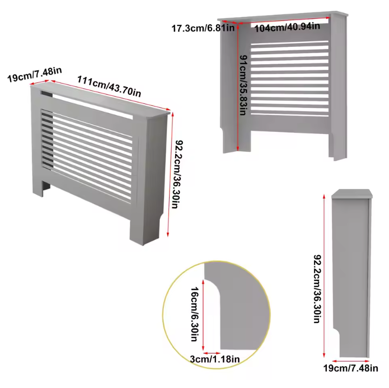 Witte Radiatorombouw – MDF Kast met Lamellen & Plank, 92 cm