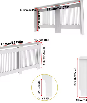 Witte Radiatorombouw – MDF Kast met Lamellen & Plank, 92 cm