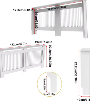 Witte Radiatorombouw – MDF Kast met Lamellen & Plank, 92 cm