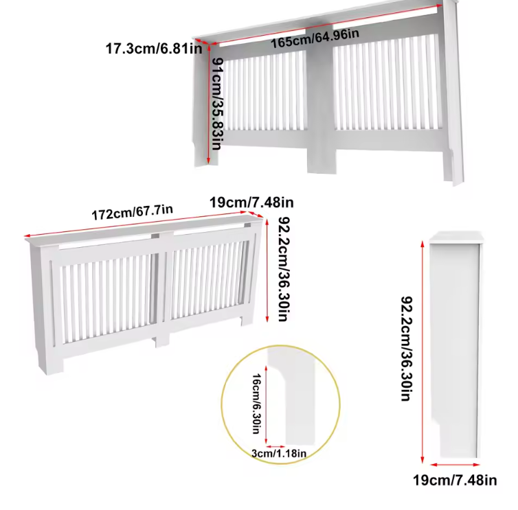 Witte Radiatorombouw – MDF Kast met Lamellen & Plank, 92 cm