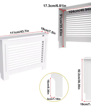 Witte Radiatorombouw – MDF Kast met Lamellen & Plank, 92 cm