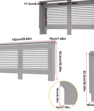 Witte Radiatorombouw – MDF Kast met Lamellen & Plank, 92 cm