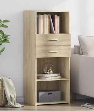 Hoge Kast Sonoma Eiken – Moderne Opbergkast 50x42,5x124 cm voor Woonkamer of Kantoor